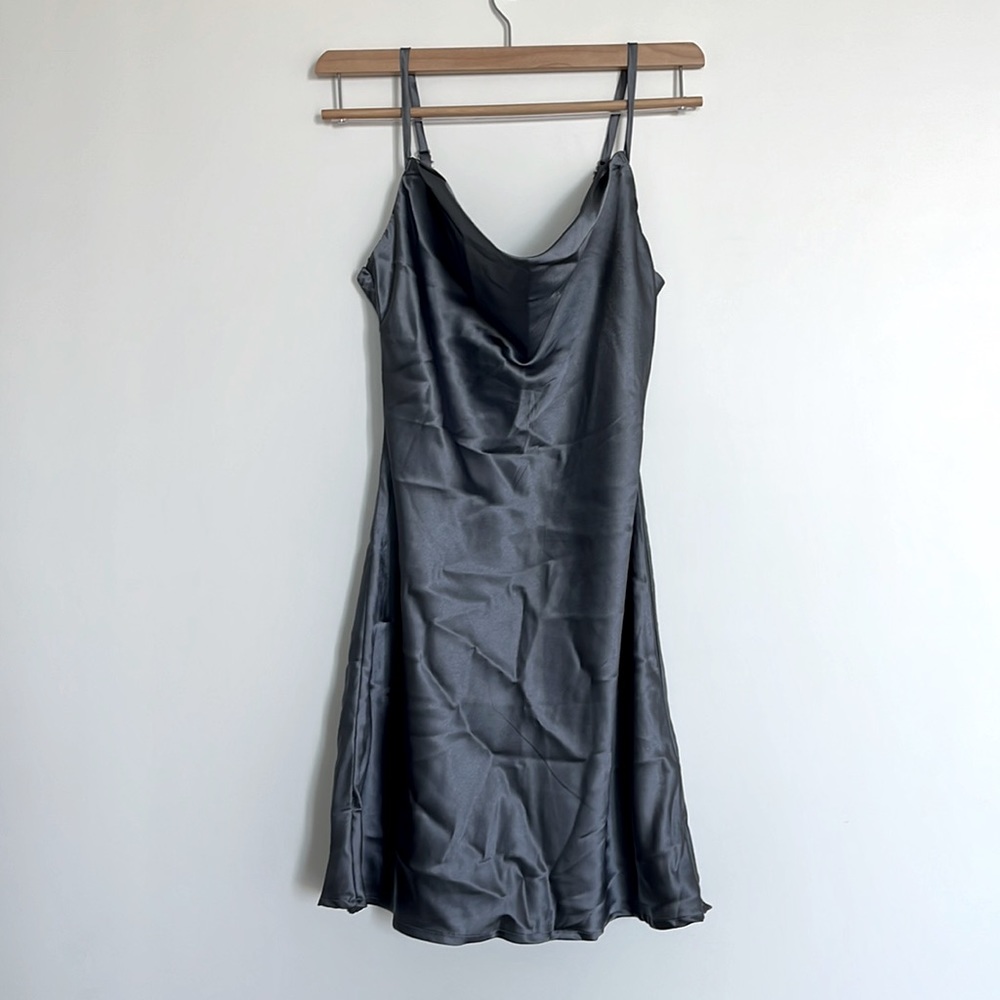 Hollister x small silky bluish gray cowl neck dress with adjustable straps